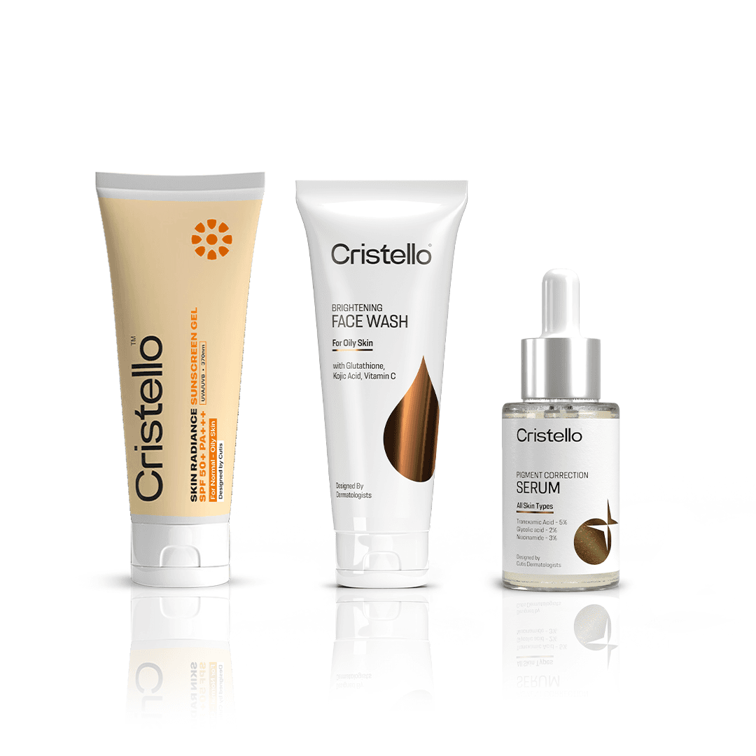 Cristello Sunscreen + Face Wash + Pigment Correction Serum Trio Combo